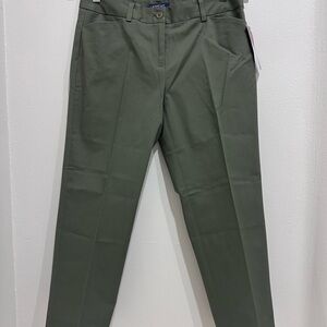 Tailored Straight-Leg Dress Pants - Olive Green